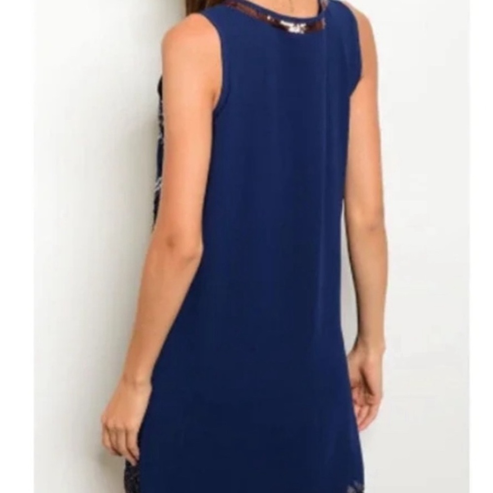 Alya Navy Sequin dress - Picture 2 of 5